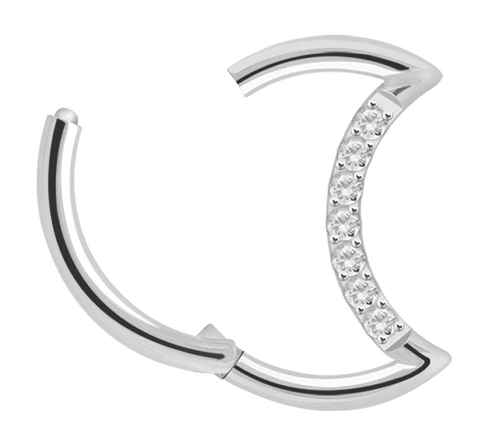 Bild von Piercing Smooth Segment Clicker Ring in 1,2 mm, Mond mit Steinen