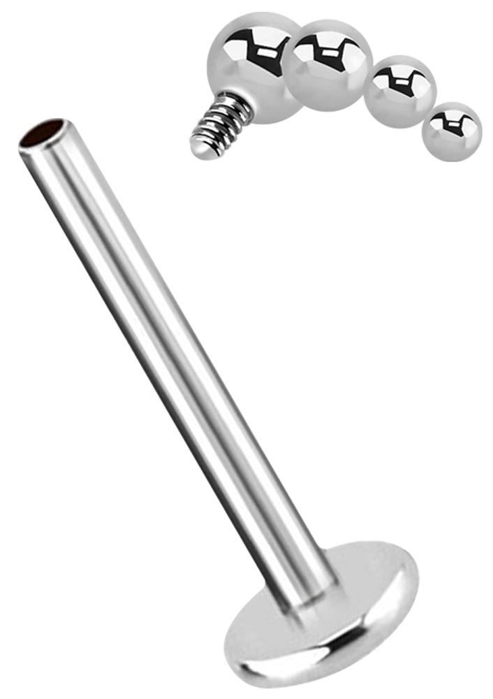 Bild von Helix Piercing Labret Stud, 1,2 mm mit Bogen aus 4 Kugeln