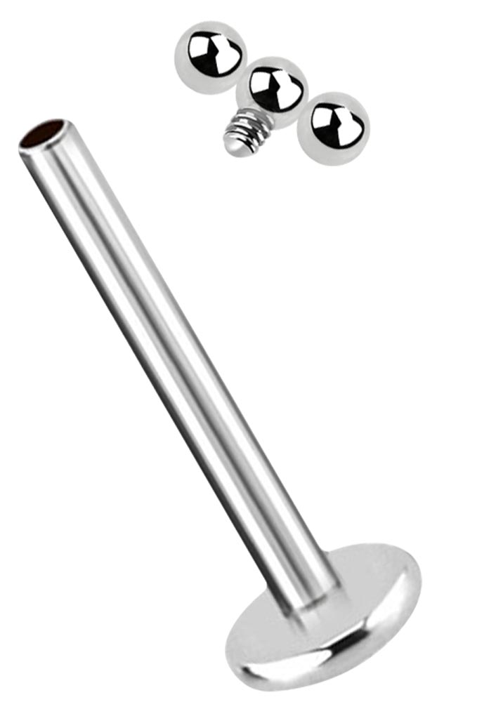 Bild von Ohr Piercing Labret Stud in 1,2 mm mit drei mini Kugeln