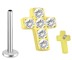 Bild von Ohr Piercing Labret Stud 1,2 mm mit Innengewinde und Stein-Kreuz