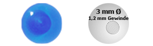 Bild von UV-Gewindekugel 1,2 x 3 mm, Piercing Verschluss einfarbig