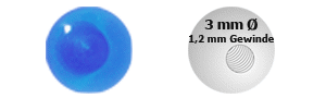 Bild von UV-Gewindekugel 1,2 x 3 mm, Piercing Verschluss einfarbig