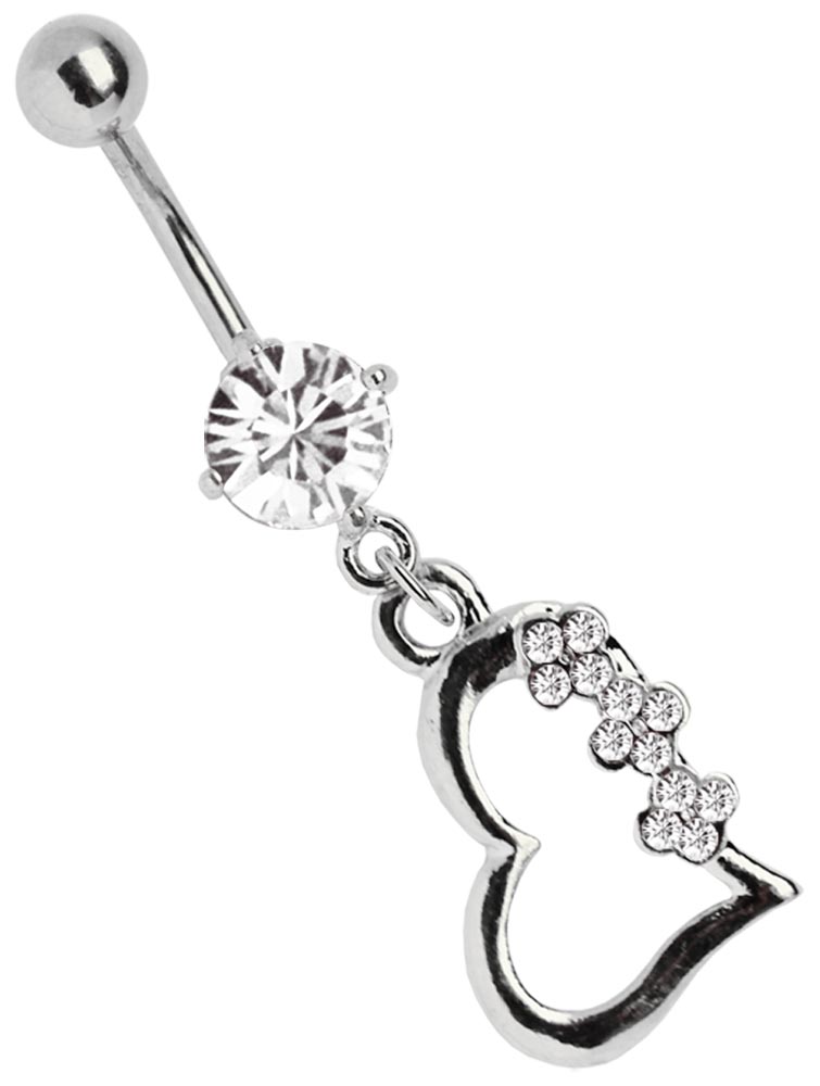 Bild von Bauchnabel Piercing Banane mit Zirkonia und Herzanhänger
