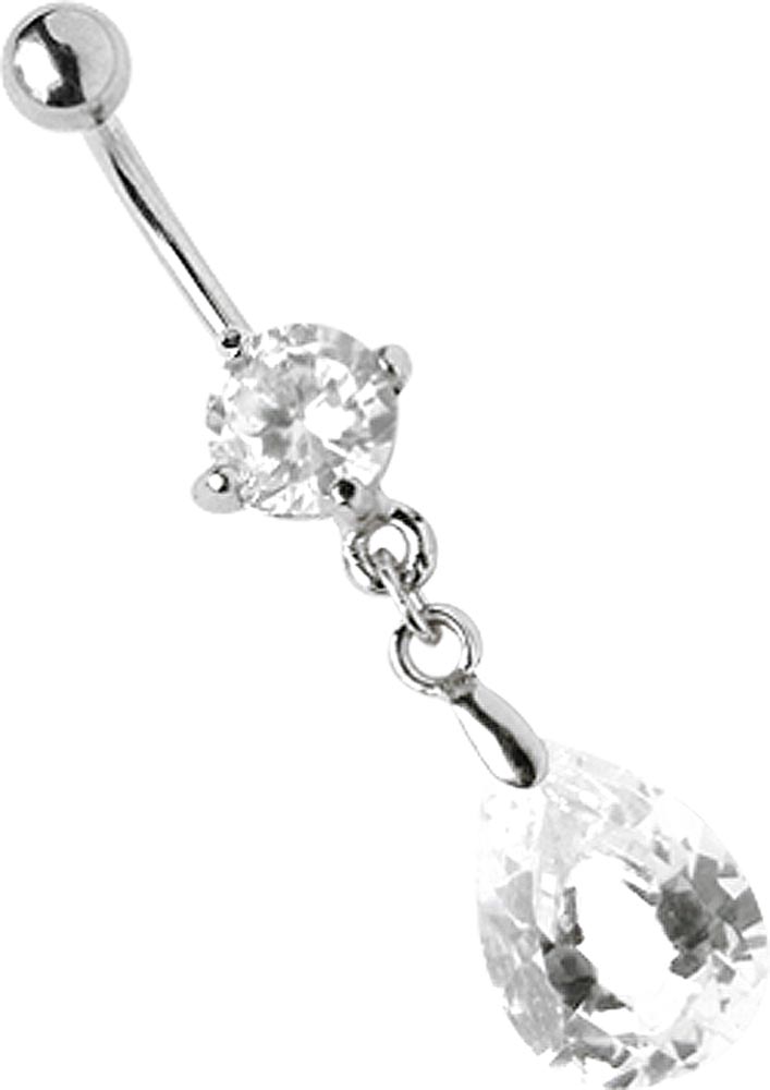 Bild von Bauchnabel Piercing mit Zirkonia und Steintropfenanhänger