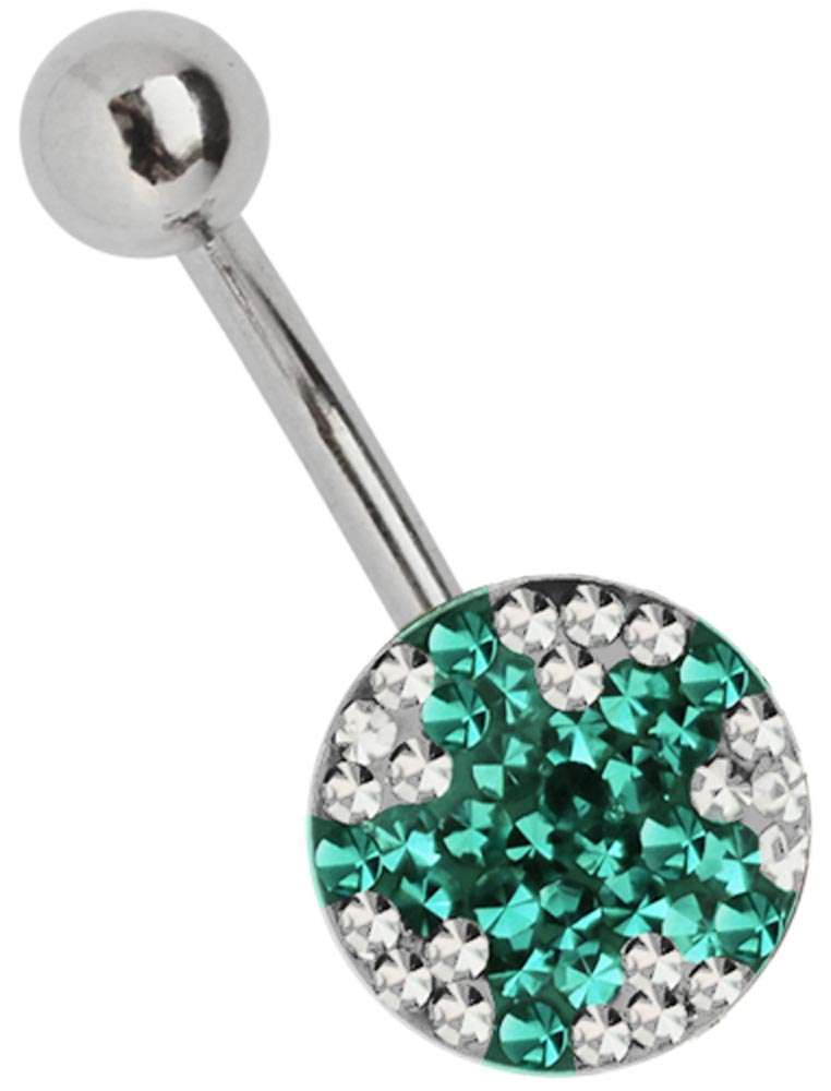 Bild von Bauchnabel Piercing Banane rund mit vielen kleinen Steinen als Stern