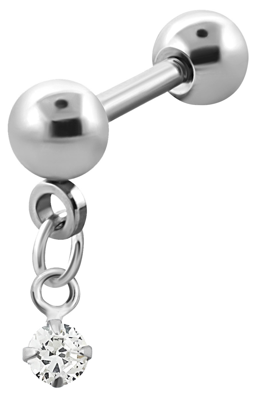 Bild von Ohrpiercing Schmuck Helix Kette mit Stein + Stahl Stab mit Kugeln