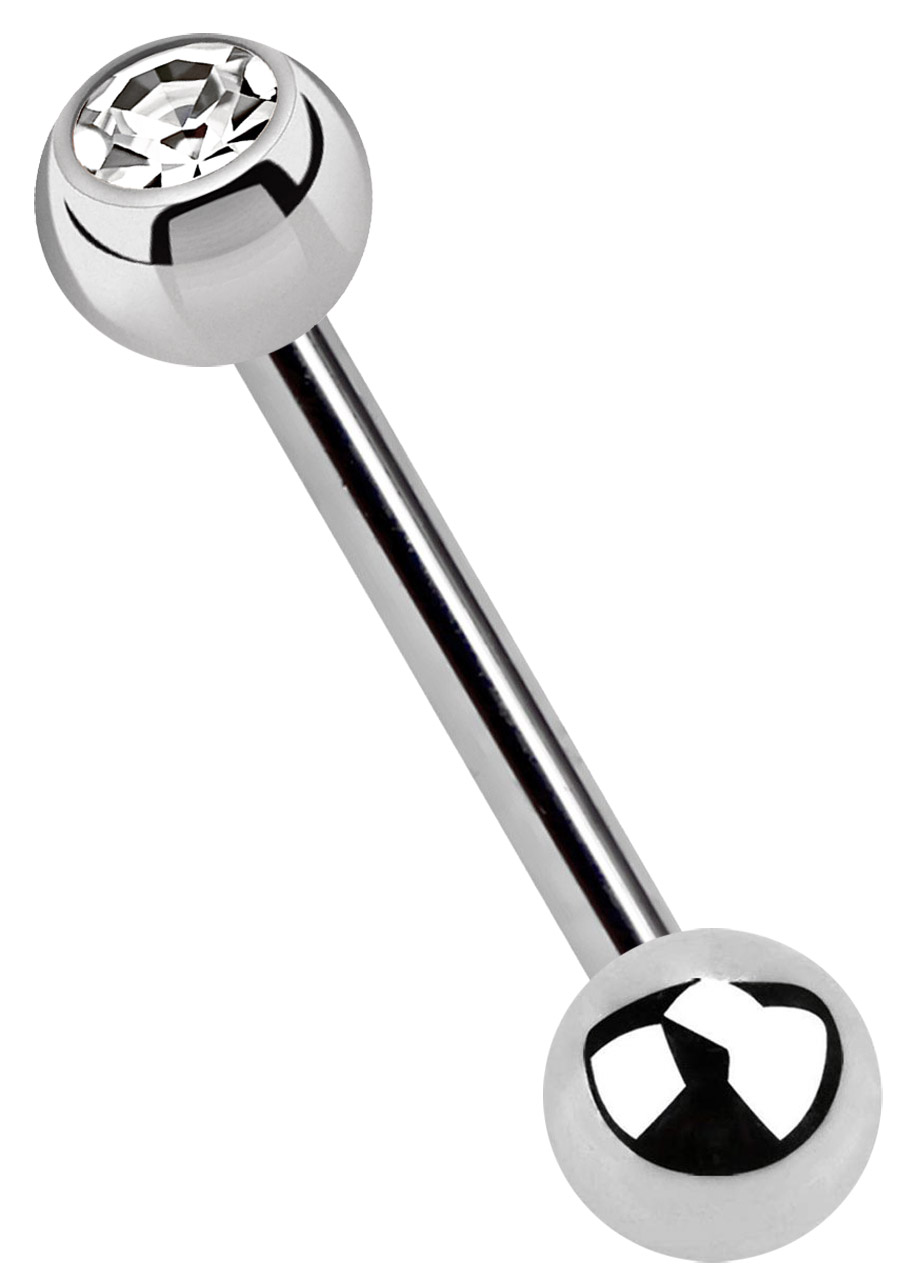 Bild von Titan Intimpiercing Stab in 1,2 mit Steinkugel und Verschlusskugel