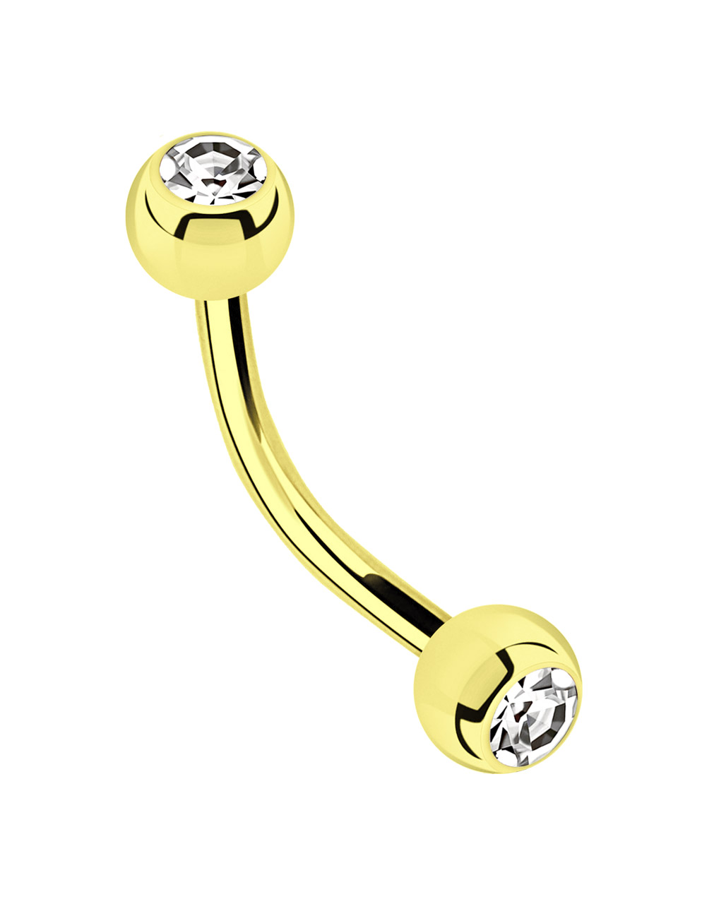 Bild von Piercing Mini Banane Stahl gold in 1,2 mm + 2 Steinkugeln