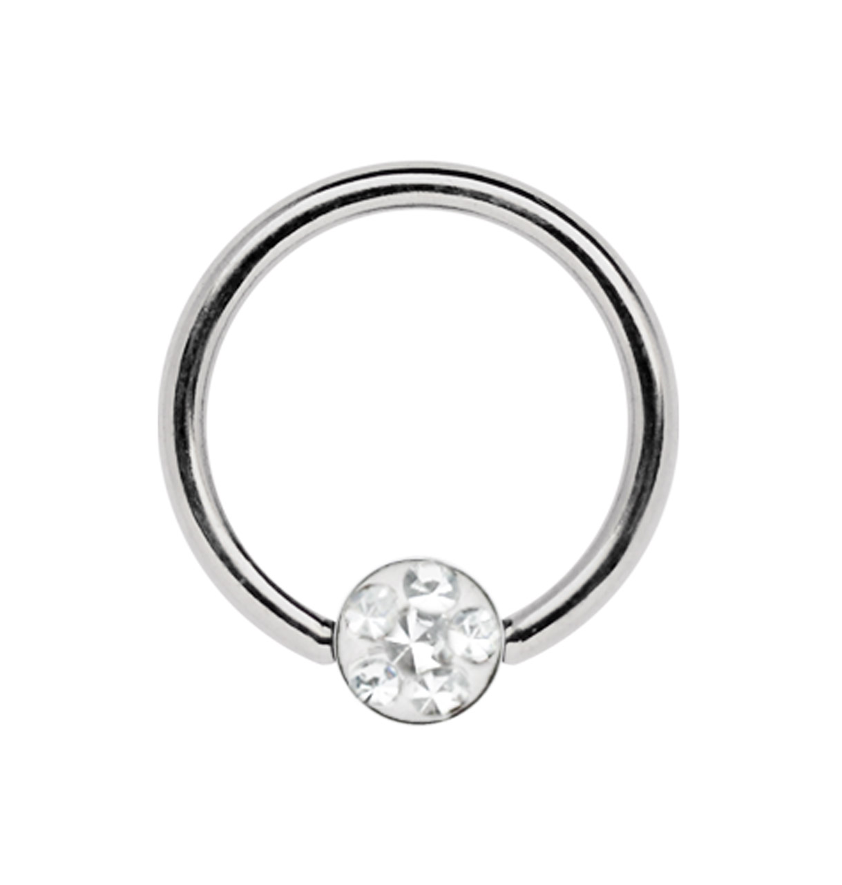 Lippenpiercing Stahl + viele kleine Zirkonias, 4 mm Ø, 2,8 mm flach