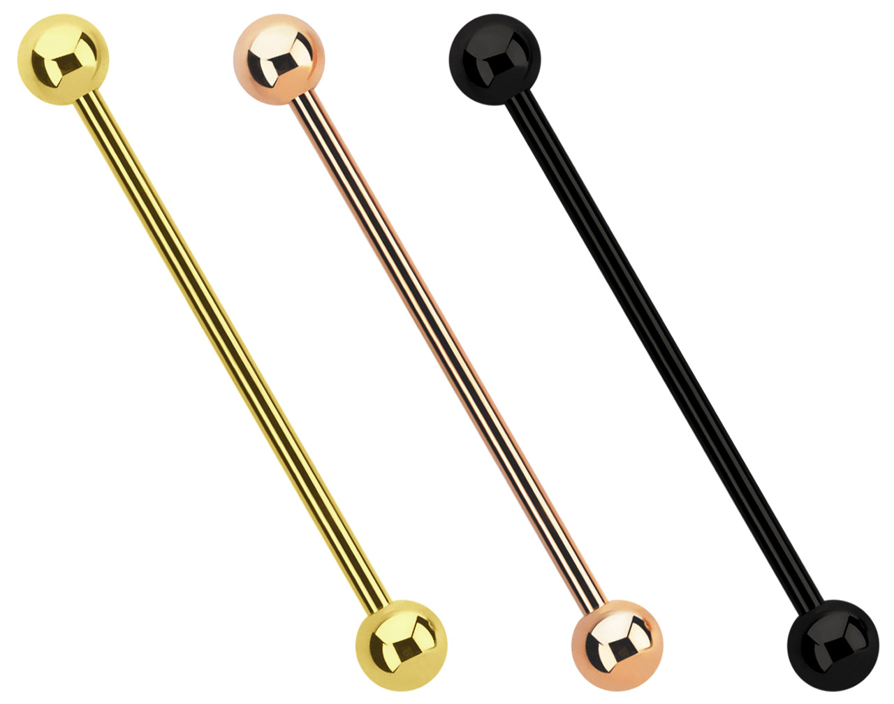 Industrial, Intim Piercing 316L Stahl Stab 1,2 mm in gold, rose, schwarz