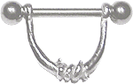 Bild von Brustwarzenpiercing Silber Bügel mit Stacheldraht Design