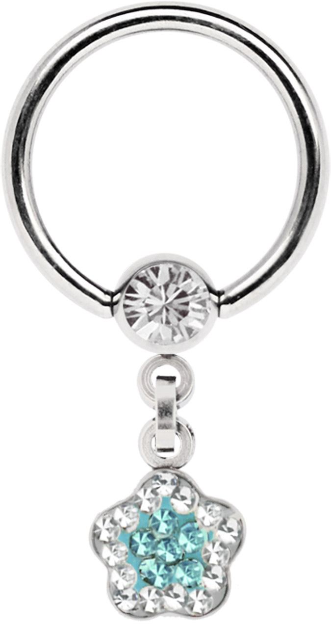 Intimpiercing Ring Stahl 5 mm Kugel mit Kette + Kleeblatt-Anhänger