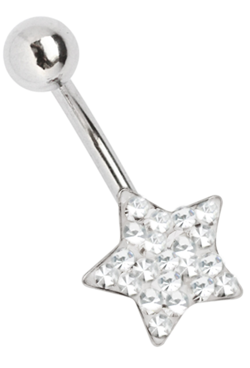 Bauchnabel Piercingschmuck Stahl Banane, Epoxy Multistrass Stern