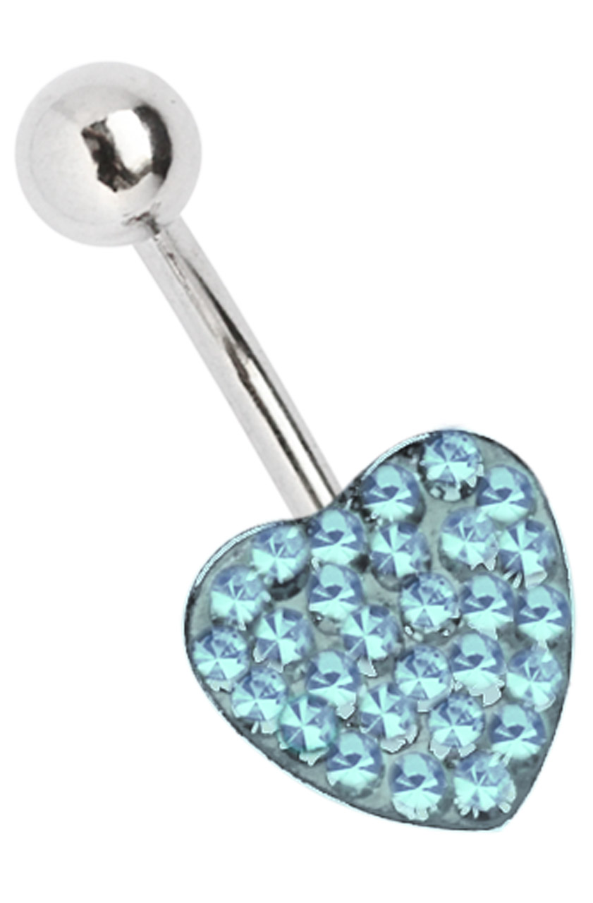 Bauchnabel Piercing Schmuck Stahl Banane, Epoxy Multistrass Herz