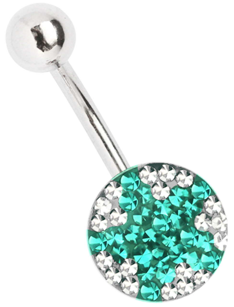 Bauchnabel Piercing Banane rund mit vielen kleinen Steinen als Stern