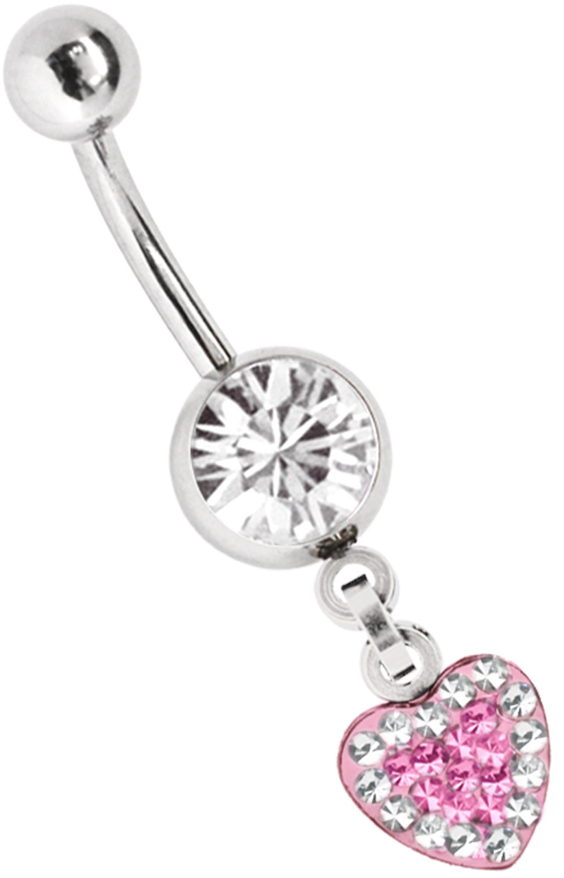 Bauchnabelpiercing Schmuck Banane mit Multistrass Herz Anhänger