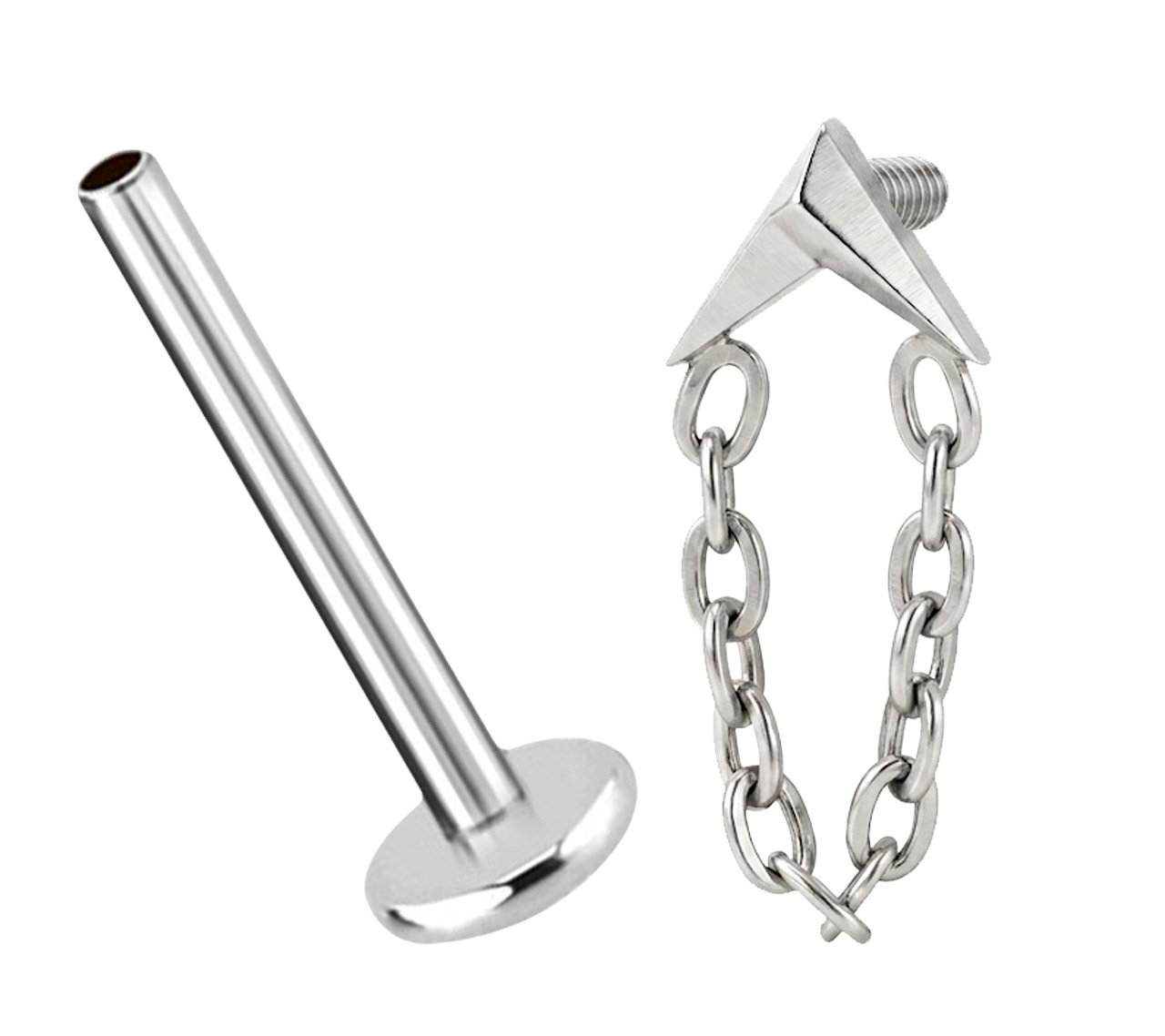 Ohr Piercing Labret Stud 1,2 mm mit Innengewinde und hidden Pfeil