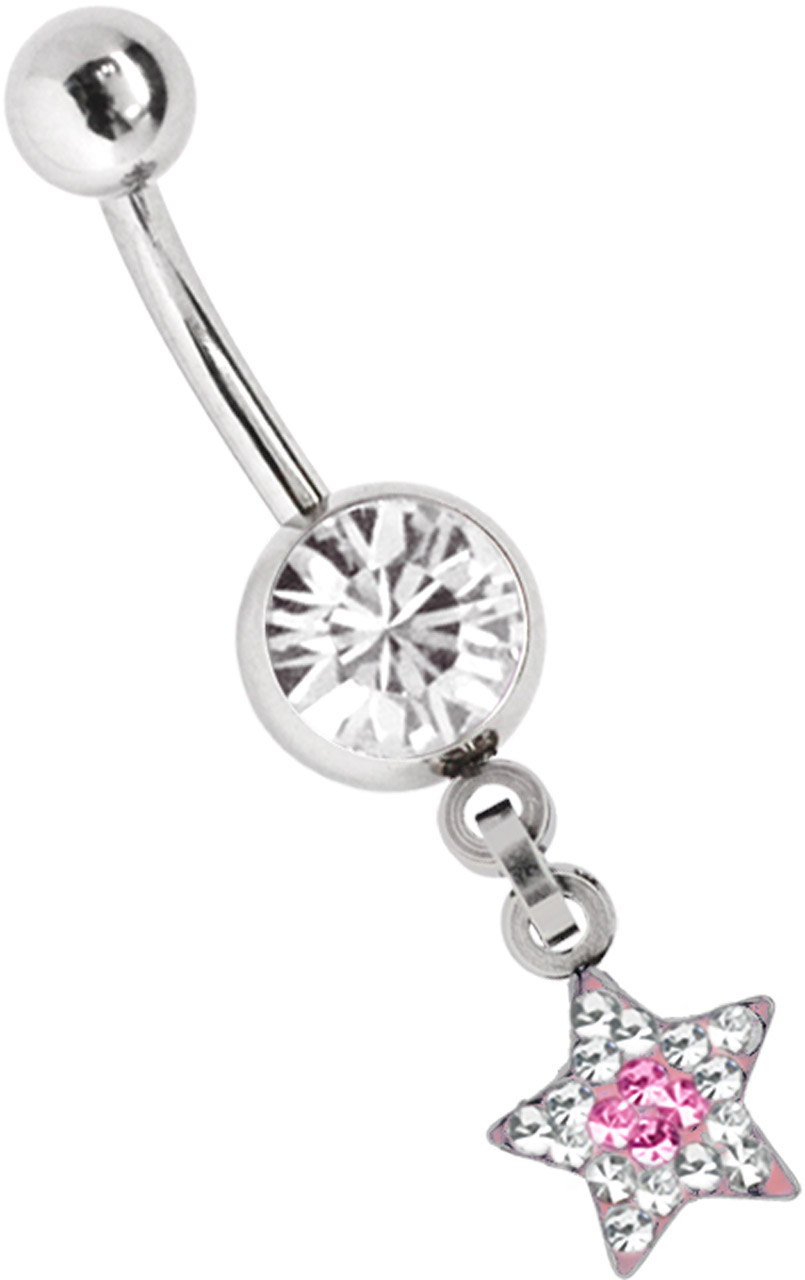 Bauchnabelpiercing Schmuck Banane mit Multistrass Stern Anhänger
