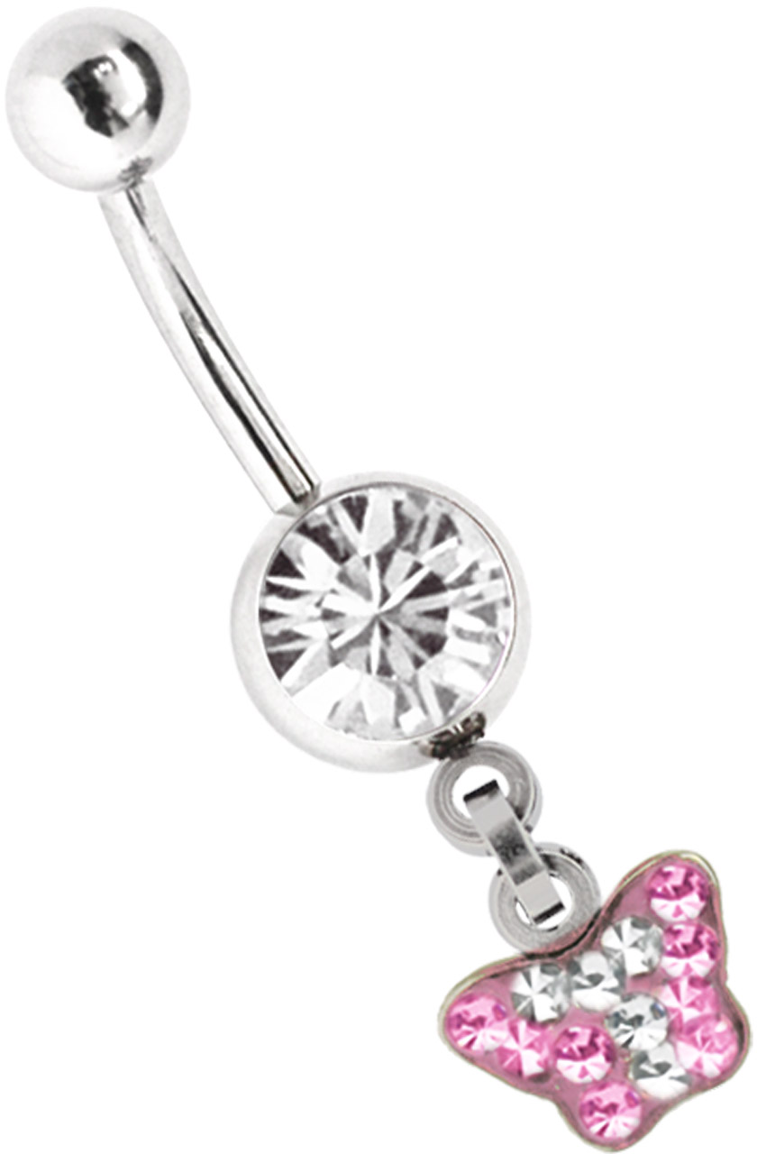 Bauchnabelpiercing Schmuck Banane + Multistrass Schmetterling