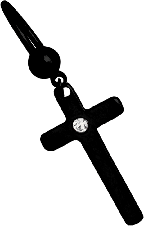 Bild von Intimpiercing Ring BCR schwarz mit Anhänger und Kreuz + Stein