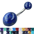 Bild von Bauchnabel Piercing gebogener Titan Stab Edelsteinoval, fest