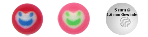 Bild von Piercing Schmuck Acryl Verschlusskugel, Smiley Herz 1,6 x 5 mm