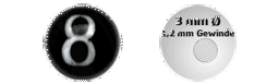 Bild von Piercingschmuck Acryl Verschlusskugel, Schwarze 8 in 1,2 x 3 mm