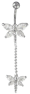 Bild von Bauchnabel Piercing Doppel-Schmetterling mit Kugelkette