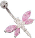 Bild von Bauchnabel Piercing Libelle aus 925er Silber mit 8 gefassten Steinen