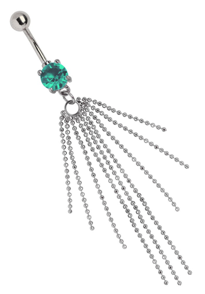 Bild von Bauchnabel Piercing offener Stein mit 9 Kugelketten