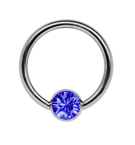 Bild von Titan Ring Piercing BCR in 1,6 x 10-18 mm mit 6 mm Stein-Kugel