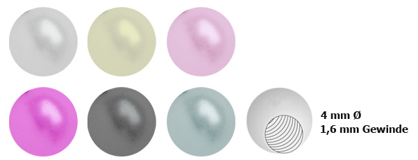 Bild von Pearl Ball, Kunst Perlen in 1,6 x 4 mm, Piercingschmuck Verschluss
