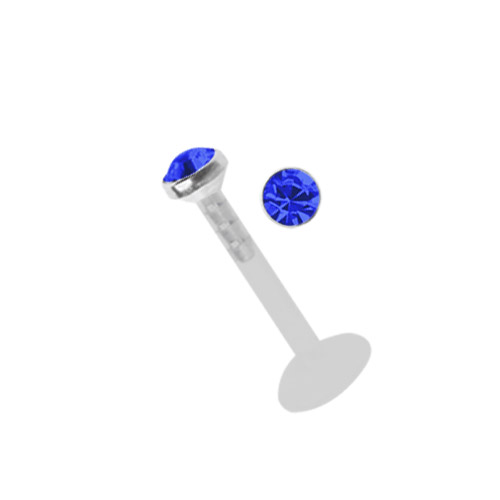 Bild von Madonna Piercing Teflon Labret Stecksystem 1,6 + Stein 3,0 mm