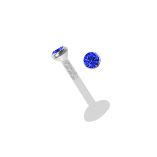 Bild von Lippenpiercing Teflon Labret Stecksystem Stahl 1,2 + Stein 2,0 mm