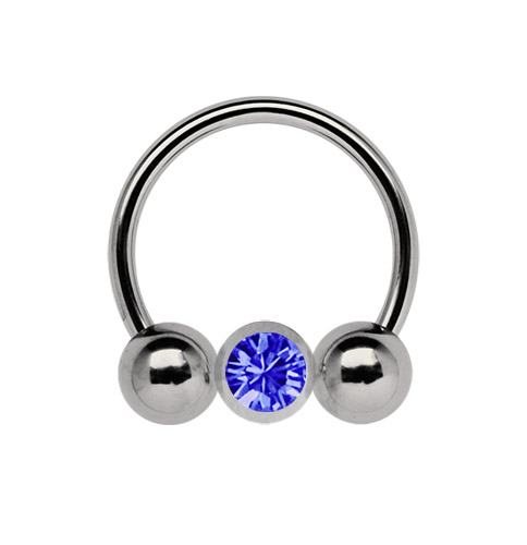 Bild von Titan Gewindering Circular Barbell in 1,2 x 8, 10, 12 mm + Steinkugel