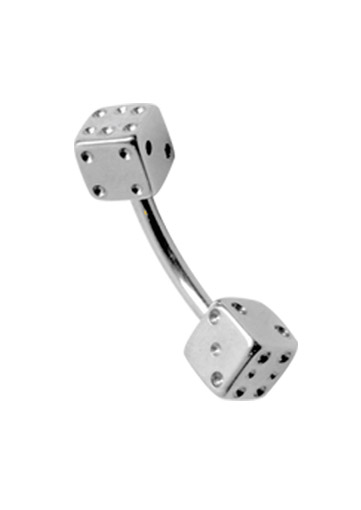 Bild von Titan Piercing Banane in 1,2 x 6-14 mm + 2 Stahl Würfel