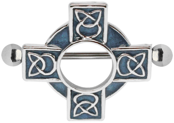 Bild von Brustpiercing Schmuck Schild farbiges keltisches Kreuz