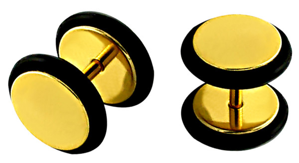 Bild von Ohrpiercing 1 x Fake Plug Stahl 8 mm gold farbig in 1,2 x 6 mm