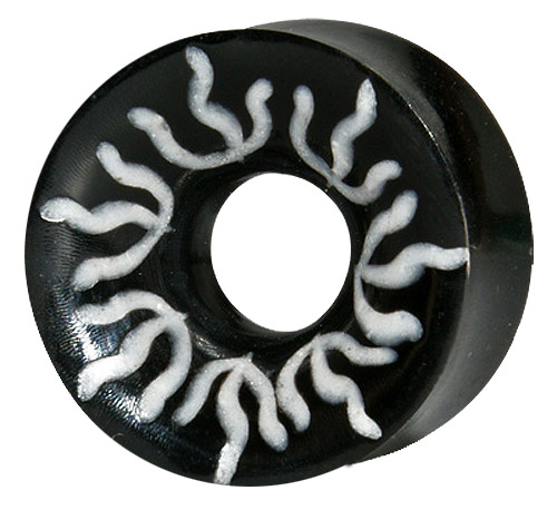 Bild von Ohr Piercing Schmuck Flesh Tunnel aus Horn mit Sonne in 8-12 mm