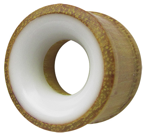 Bild von Ohrpiercing Schmuck Holz Flesh Tunnel mit Inlay in weiss, 5-12 mm