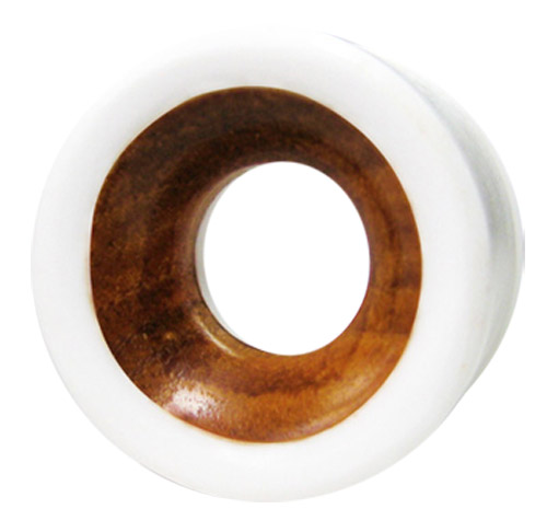 Bild von Ohrpiercing Schmuck Flesh Tunnel aus Holz und Acryl in 8-12 mm