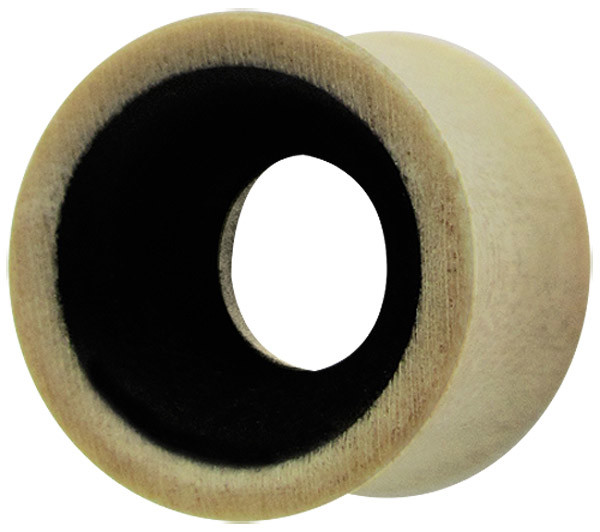 Bild von Ohr Piercing Schmuck Holz Flesh Tunnel, Inlay in schwarz, 14-16 mm