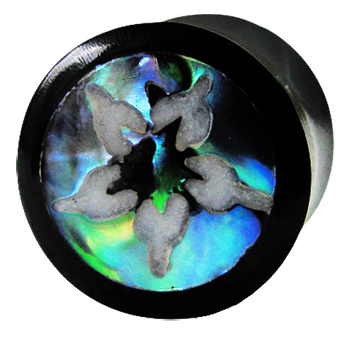 Bild von Ohrpiercing Schmuck Plug aus Horn mit Hologramm in 8-12 mm