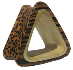 Bild von Ohr Piercing Flesh Tunnel aus Holz, Leoparden-Dreieck in 9-12 mm