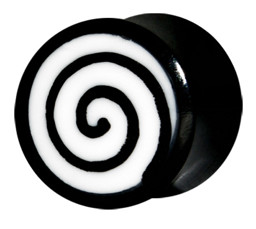 Bild von Ohrpiercing Schmuck Plug aus Horn mit weißer Spirale in 8-12 mm