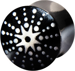 Bild von Ohrpiercing Schmuck Horn Plug mit weißem Stern in 8 - 12 mm