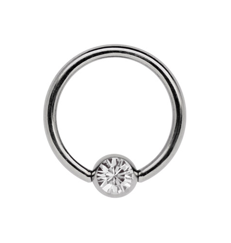 Bild von Ohrpiercing Titan Piercing Ring 1,2 x 8-12 mm mit Zirkonia Kugel