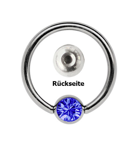 Bild von Intimpiercing Schmuck Ring, Gewinde-Steinkugel 5 mm + Klemmring