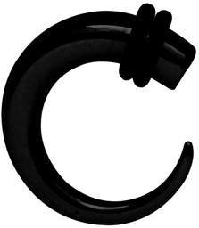Bild von Ohrpiercing Dehn Ring Horn aus Stahl schwarz in 3, 4, 6, 8, 10 mm Ø