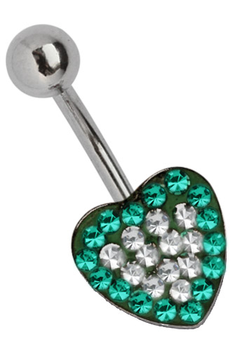 Bild von Bauchnabel Piercing Schmuck Stahl Banane, Epoxy Multistrass Herz